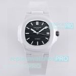 Swiss Replica Patek Philippe Nautilus 5711 Black Face AET Ceramic White Watch 